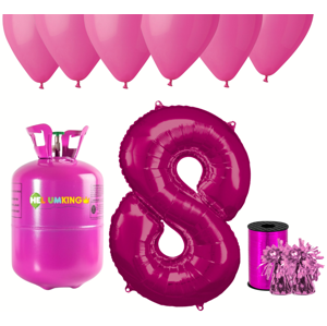 HeliumKing Helium párty set na 8. narozeniny s růžovými balónky