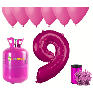 HeliumKing Helium párty set na 9. narozeniny s růžovými balónky