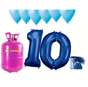 HeliumKing Helium párty set na 10. narozeniny s modrými balónky