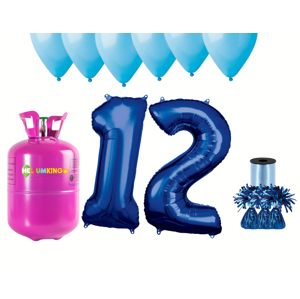 HeliumKing Helium párty set na 12. narozeniny s modrými balónky