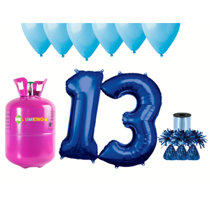 HeliumKing Helium párty set na 13. narozeniny s modrými balónky