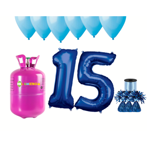 HeliumKing Helium párty set na 15. narozeniny s modrými balónky
