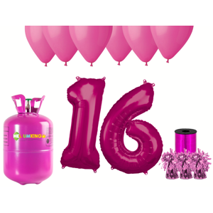 HeliumKing Hélium párty set na 16. narozeniny s růžovými balónky