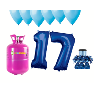 HeliumKing Helium párty set na 17. narozeniny s modrými balónky