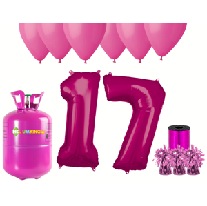 HeliumKing Helium párty set na 17. narozeniny s růžovými balónky