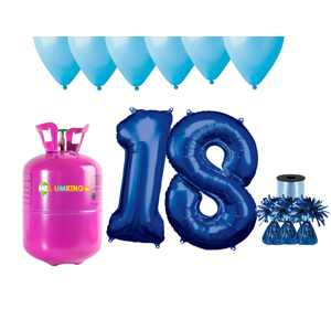 HeliumKing Helium párty set na 18. narozeniny s modrými balónky