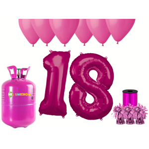 HeliumKing Helium párty set na 18. narozeniny s růžovými balónky