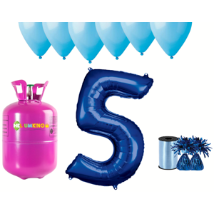HeliumKing Helium párty set na 5. narozeniny s modrými balónky
