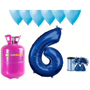 HeliumKing Helium párty set na 6. narozeniny s modrými balónky