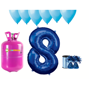 HeliumKing Helium párty set na 8. narozeniny s modrými balónky