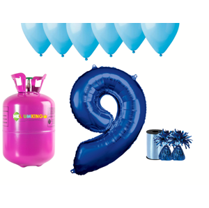 HeliumKing Helium párty set na 9. narozeniny s modrými balónky