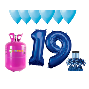HeliumKing Helium párty set na 19. narozeniny s modrými balónky