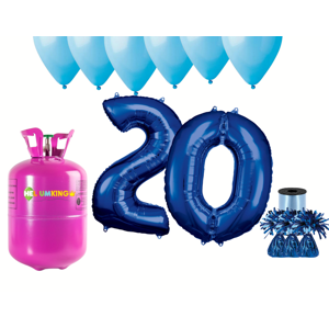 HeliumKing Helium párty set na 20. narozeniny s modrými balony