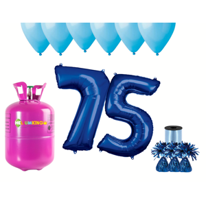 HeliumKing Helium párty set na 75. narozeniny s modrými balónky
