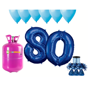 HeliumKing Helium párty set na 80. narozeniny s modrými balónky