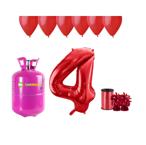 HeliumKing Helium párty set na 4. narozeniny s červenými balónky