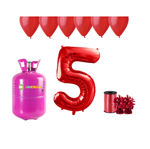 HeliumKing Helium párty set na 5. narozeniny s červenými balónky