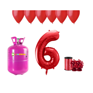 HeliumKing Helium párty set na 6. narozeniny s červenými balónky