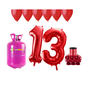 HeliumKing Helium párty set na 13. narozeniny s červenými balónky