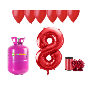HeliumKing Helium párty set na 8. narozeniny s červenými balónky