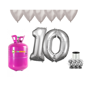 HeliumKing Helium párty set na 10. narozeniny se stříbrnými balónky
