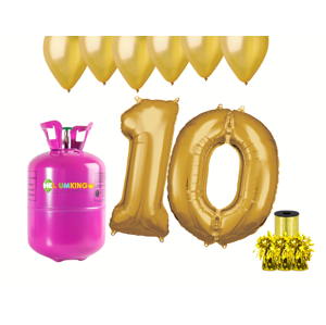 HeliumKing Helium párty set na 10. narozeniny se zlatými balónky