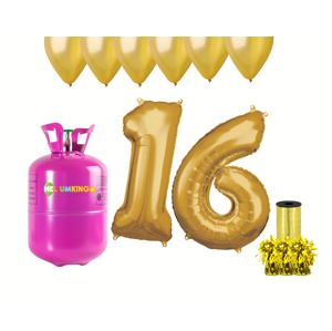 HeliumKing Helium párty set na 16. narozeniny se zlatými balónky