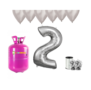 HeliumKing Helium párty set na 2. narozeniny se stříbrnými balónky
