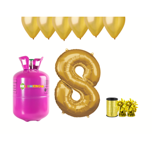 HeliumKing Helium párty set na 8. narozeniny se zlatými balónky