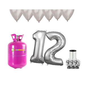 HeliumKing Helium párty set na 12. narozeniny se stříbrnými balóny