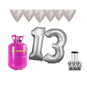 HeliumKing Helium párty set na 13. narozeniny se stříbrnými balónky