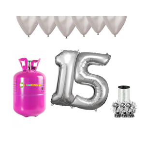 HeliumKing Helium párty set na 15. narozeniny se stříbrnými balónky