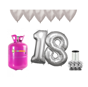 HeliumKing Helium párty set na 18. narozeniny se stříbrnými balónky