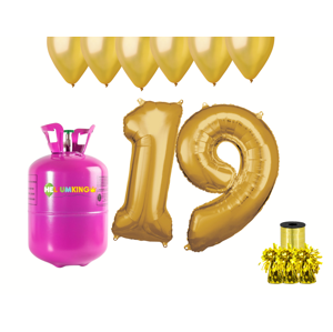 HeliumKing Helium párty set na 19. narozeniny se zlatými balónky