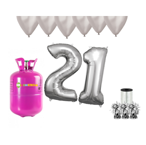 HeliumKing Helium párty set na 21. narozeniny se stříbrnými balónky