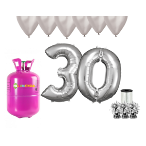 HeliumKing Helium párty set na 30. narozeniny se stříbrnými balóny