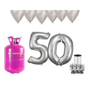 HeliumKing Helium párty set na 50. narozeniny se stříbrnými balónky
