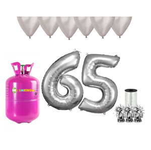 HeliumKing Helium párty set na 65. narozeniny se stříbrnými balóny