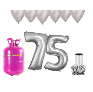 HeliumKing Helium párty set na 75. narozeniny se stříbrnými balónky