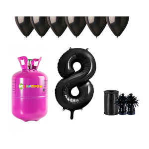 HeliumKing Helium párty set na 8. narozeniny s černými balónky