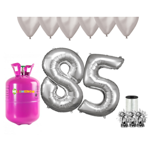 HeliumKing Helium párty set na 85. narozeniny se stříbrnými balónky