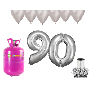 HeliumKing Helium párty set na 90. narozeniny se stříbrnými balóny