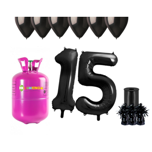 HeliumKing Helium párty set na 15. narozeniny s černými balónky