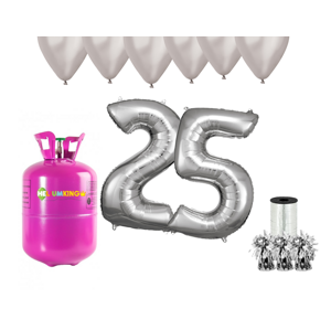 HeliumKing Helium párty set na 25. narozeniny se stříbrnými balónky