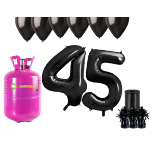 HeliumKing Helium párty set na 45. narozeniny s černými balónky