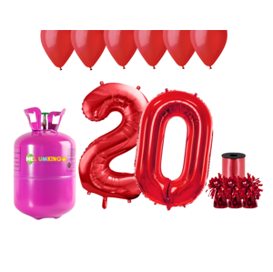 HeliumKing Helium párty set na 20. narozeniny s červenými balónky