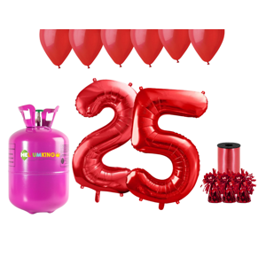 HeliumKing Helium párty set na 25. narozeniny s červenými balónky