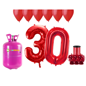 HeliumKing Helium párty set na 30. narozeniny s červenými balónky