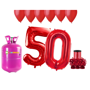 HeliumKing Helium párty set na 50. narozeniny s červenými balónky