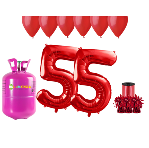 HeliumKing Helium párty set na 55. narozeniny s červenými balónky
